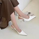 Elegant High Heels Silver Pumps Women 2024ummer Slingbacks Pointed Toe Party Shoes Woman Solid Thin Heeled Sandals Ladie