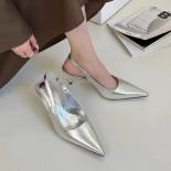 Elegant High Heels Silver Pumps Women 2024ummer Slingbacks Pointed Toe Party Shoes Woman Solid Thin Heeled Sandals Ladie