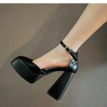 Platform High Heels For Women  Shoes 2024 Autumn New Ladies Round Toe Buckle Strap Pumps Elegant Female Shoes