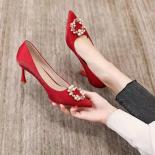 Women New Rhinestone High Heels Female Sweet Butterfly Knot Pumps Pointed Toe Woman Crystal Party Wedding Shoes