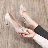 Women New Rhinestone High Heels Female Sweet Butterfly Knot Pumps Pointed Toe Woman Crystal Party Wedding Shoes