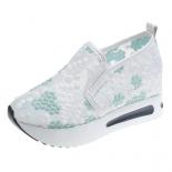 Women's Sneakers Floral Embroidery Mesh Sneakers For Women Slip On Casual Comfy Heeled Shoes Woman