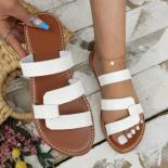 Summer Solid Color Flat Sandals Popula Open Toe Outdoor Slippers Beach Women's Shoes