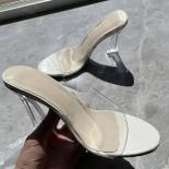 Women  Sandals Jelly Slippers  Open Square Toe High Heels Women Transparent Slippers Shoe Heel Clear Sandals