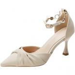 Women's Solid Color Elegant Sandals, Faux Pearl Strap Casual Chunky Heel Shoes, Point Toe Lightweight Dress Shoes