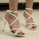2024  High Heel Women Sandals Summer Orange Pointed Toe Gladiator Sandals Woman New Ankle Strap Sandalias