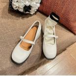 Spring New Style Women Shoes Elegant Pearl Buckle Square Heel Pumps Square Toe Leather Fashion Mary Jane Shoes Mid Heel 