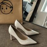2024 Spring New Versatile Pointed Shallow Mouth Soft Sole French Elegant Thin Heel High Heel Commuter Single Shoes For W