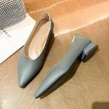 Pointed Fashion Single Shoe Women's New Thick Heeled Flat Bottomed Bean Shoes Student Soft Sole Shallow Cut Low Heeled