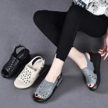 Summer Wedge Shoes For Women Sandals Open Toe Platform Hollow Flowers Retro Lady High Heel Buckle Strap Casual Female Sa