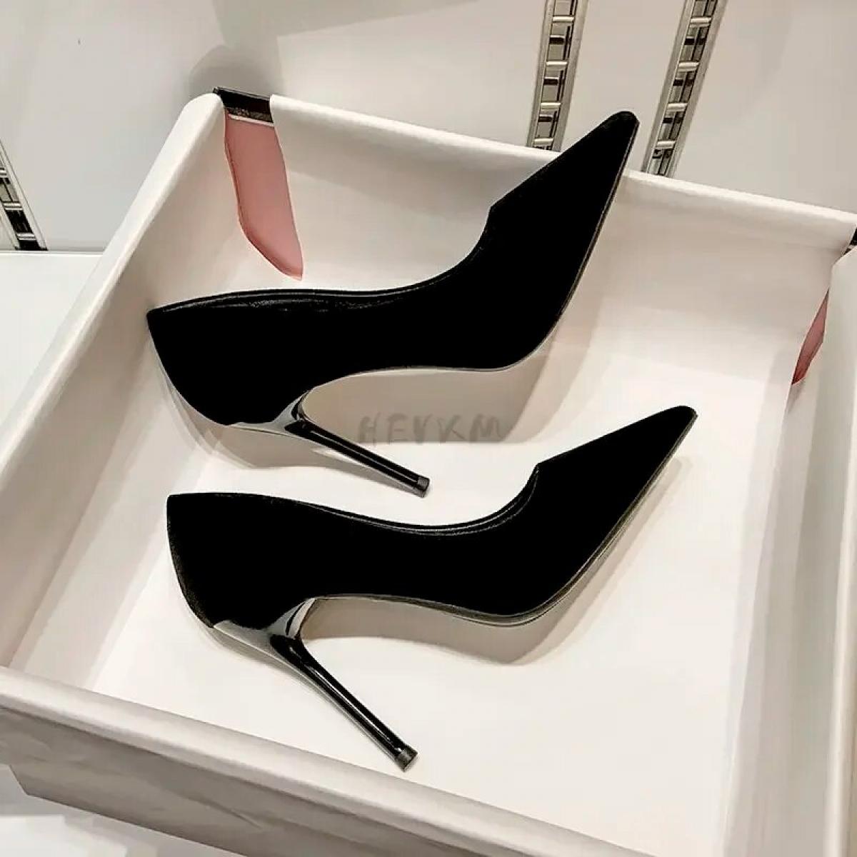 Women Pumps  Suede Ponited Toes High Heels Fashion Office Stiletto Party Red Wedding Shoes Female Comfort Women Shoes