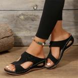 Sandals Women Retro Heels Sandals For Summer Shoes Women Slip On Wedge Soft Heeled Slippers Indoor Outdoor