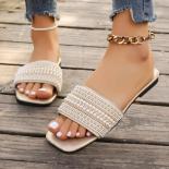 Summer Casual Pearl Women's Solid Color Flat Slippers Fashion Open Toe Women's Outdoor Beach Flip Flop
