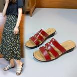 Women Summer Wedges Slippers Female Open Toe Flip Flops  High Heels Sandals Design Dress Casual Slides