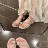 Elegant Brand Design Crystal Outside Summer Slippers Round Toe Low Heels Women Shoes Chunky Heels Leisure Cozy   Femme