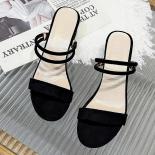 2024 Summer Female Sandals Open Toed Wild Sandals Thick With Suede Med Heels Two Wear Sandals With Female Sandalias
