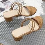 2024 Summer Female Sandals Open Toed Wild Sandals Thick With Suede Med Heels Two Wear Sandals With Female Sandalias
