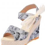 Fashion Sweet Lace Shoes Women Wedge Heels Platform Pumps High Heels Sandals