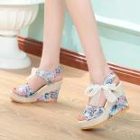 Fashion Sweet Lace Shoes Women Wedge Heels Platform Pumps High Heels Sandals