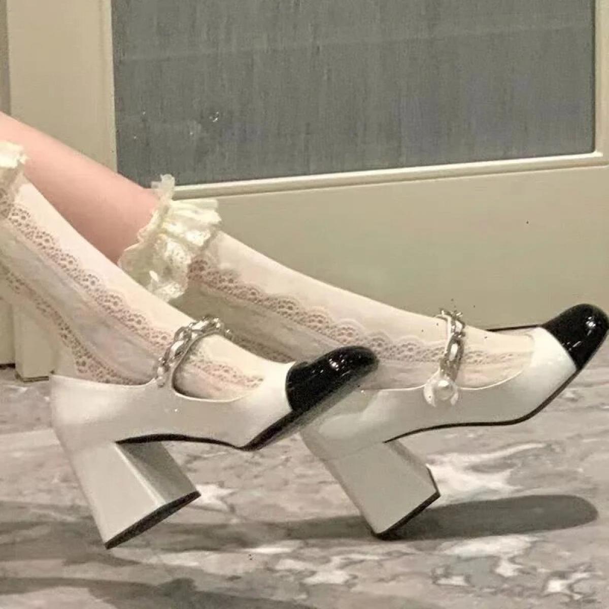 2024 Fashion Shoes For Women   Women's High Heels Summer Buckle Strap Office And Career New Metal Decoration High Heels