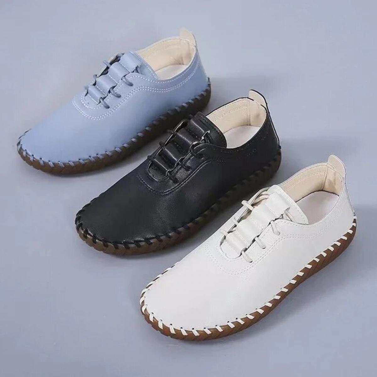 Sneakers Women Shoes Platform Loafers Lace Up Leather Flats Trend Spring Casual Shoe
