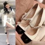 Black White Patent Leather  Shoes For Women Single Shoe Women's High Heel Chunky New Spring High Heels New In Pumps