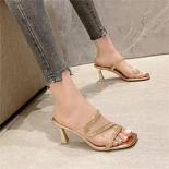 Woman Summer Square Head Slippers Sandals Fashion Wine Glass Mules High Heels Slipper Shoes Simple Style Sandals