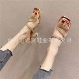 Woman Summer Square Head Slippers Sandals Fashion Wine Glass Mules High Heels Slipper Shoes Simple Style Sandals