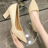 High Heeled Women's Casual Shoes Pointed Fashion Simple Single Shoes Light Casual Mid Heel Party Office Shoes