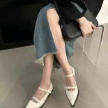 2024 Spring Autumn Women   Shoes Patent Leather Low Heels Dress Shoes Square Toe Shallow Buckle Sneakers For Women