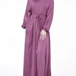 Fashion Satin Sliky Djellaba Muslim Dress Dubai Full Length Flare Sleeve Soft Shiny Abaya Dubai Turkey Muslim Islam Robe
