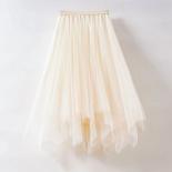 Asymmetrical Skirt High Waist Ruffles Mesh Tutu Tulle Midi Skirt For Women Black Midi Skirt Woman Tulle Skirts  Skirts
