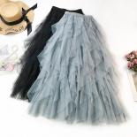 Tulle Long Maxi Skirt Women Fashion 2023  Cute Pink High Waist Pleated Tutu Skirt Mesh Female Lady Mesh Skirt