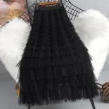 Tutu Cake Skirts Women Elegant Cascading Ruffles A Line Long Skirts Female Casual Elastic Waist Party Lace Skirt