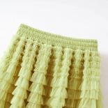 Tutu Cake Skirts Women Elegant Cascading Ruffles A Line Long Skirts Female Casual Elastic Waist Party Skirt Black Skirt 