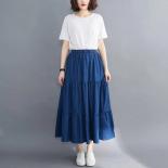 Vintage Loose Chic Skirts For Women Elegant High Waist Office Lady Long Skirt Fashion Blue Denim Skirt Woman Jean Skirt 