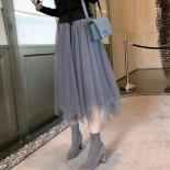 Women Asymmetrical Skirt Spring Autumn High Waist Ruffles Mesh Tutu Tulle Midi Skirt Black Midi Skirt Woman Tulle Skirts
