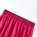 Fashion Women Long Chiffon Skirt Summer Spring A Line Skirts High Elastic Waisted Bohemian Skirt Beach Skirt Party Red S