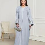 Flowers Embroidery Muslim Abaya For Women Eid Dress Morocco Ramadan Open Kimono Islam Cardigan Dubai Arab Long Robes