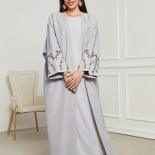 Hot Muslim Ramadan Eid Bangladesh Embroidery Batwing Sleeve Open Kimono Abaya Kuwaiti Moroccan Women Robe Islam Clothing