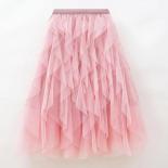 Tutu Tulle Long Maxi Skirt Women Fashion  Cute Pink High Waist Pleated Skirt Mesh Female Lady Aesthetic Skirts