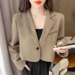 Blazer For Women  Cropped Blazers Women Simple Single Button Outwear Teens All Match Long Sleeve Office Suit Jacket