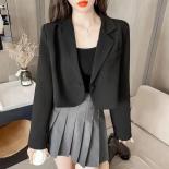 Blazer For Women  Cropped Blazers Women Simple Single Button Outwear Teens All Match Long Sleeve Office Suit Jacket