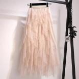 Tutu Tulle Long Maxi Skirt Women Fashion  Cute High Waist Pleated Skirt Mesh Female Lady Layered Skirt