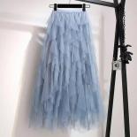 Tutu Tulle Long Maxi Skirt Women Fashion  Cute High Waist Pleated Skirt Mesh Female Lady Layered Skirt