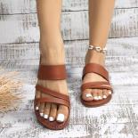 סנדלי עקב שטוח קיץ rimocy 2023 לנשים קז'ואל במידות גדולות נעלי חוף אישה רצועת עור pu החלקה על גלדיאטור