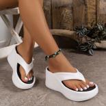 Super High Heels Wedges Flip Flops For Women 2024 Summer Chunky Platform Clip Toe Beach Sandals Woman Thick Eva Slippers
