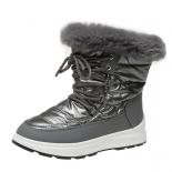 Women's Faux Fur Ankle Boots Chunky Platform Waterproof Snow Boots Women Silver Thick Plush Warm Winter Boots Shoes Woma