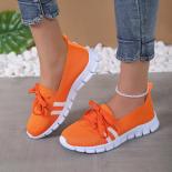 Mesh Knitted Striped Flats Shoes For Women 2023 Summer Lace Up Casual Sneakers Woman Breathable Soft Sole Loafers Plus S