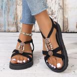 String Bead Wedge Heel Sandals For Women Summer 2024 Platform Gladiator Shoes Woman Thick Bottom Non Slip Beach Sandalia